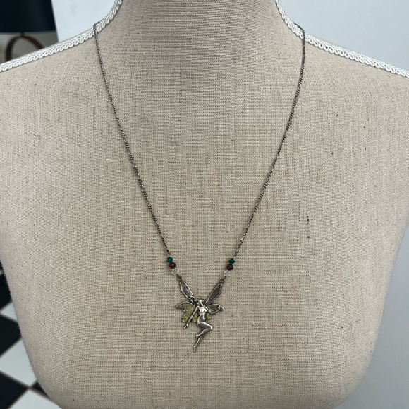 🆕Vintage Sterling Fairy Necklace & Earrings Set Czech Crystals 925 Handmade - Picture 7 of 11